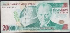 7.Emisyon 20 000 000 Lira B64 003475 Çok Temiz