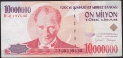 7.Emisyon 10 000 000 Lira B60 197635 Çok Temiz