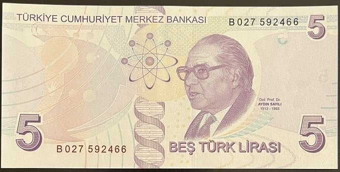 9.Emisyon 2.Tertip 5 Lira B027 592466 Çilaltı Çil