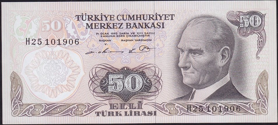 6.Emisyon 1.Tertip 50 Lira H25 101906 Çilaltı Çil