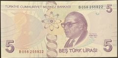 9.Emisyon 2.Tertip 5 Lira B058 255922 Çil