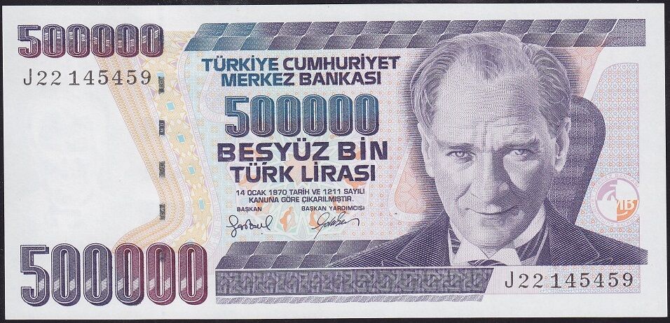 7.Emisyon 4.Tertip 500000 Lira J22 145459 Çil