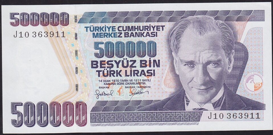 7.Emisyon 4.Tertip 500000 Lira J10 363911 Çil