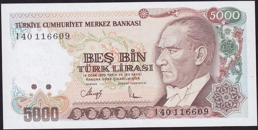 7.Emisyon 4.Tertip 5000 Lira I40 116609 Çilaltı Çil