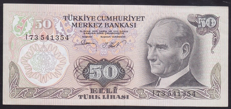 6.EMİSYON 2.TERTİP 50 LİRA I73 541354 ÇOK ÇOK TEMİZ +