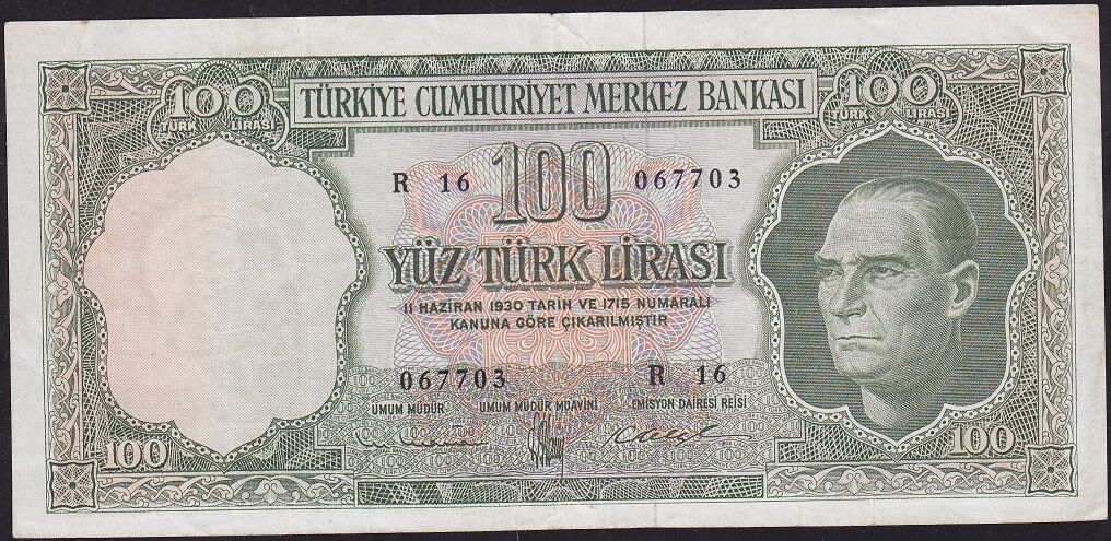 5.Emisyon 4.Tertip 100 Lira R16 067703 Çok Temiz+