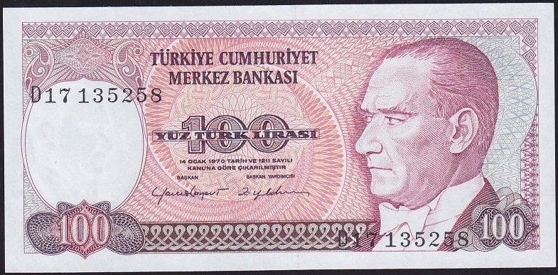 7.Emisyon 2.Tertip 100 Lira D17 135258 Çil