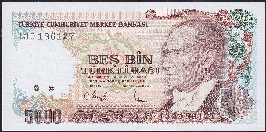 7.Emisyon 4.Tertip 5000 Lira I30 186127 Çil