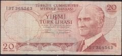 6.Emisyon 4.Tertip 20 Lira I37 368563 Çok Temiz