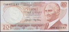 6.Emisyon 3.Tertip 20 Lira E89 422142 Çilaltı