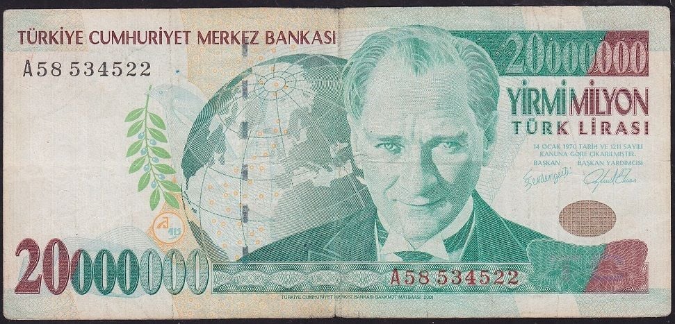 7.Emisyon 20 000 000 Lira A58 534522 Temiz