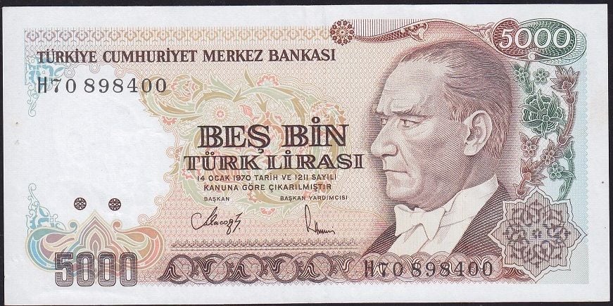 7.Emisyon 4.Tertip 5000 Lira H70 898400 Çok Temiz - Çok Çok Temiz