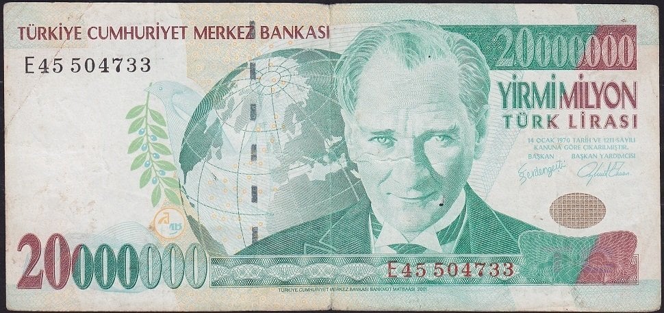 7.Emisyon 20 000 000 Lira E45 504733 Çok Temiz