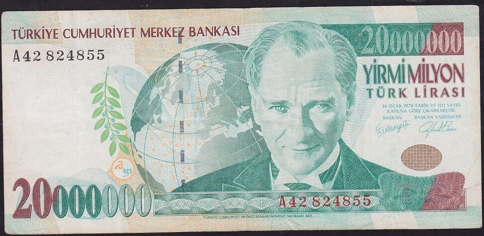 7.Emisyon 20 000 000 Lira A42 824855 Çok Temiz