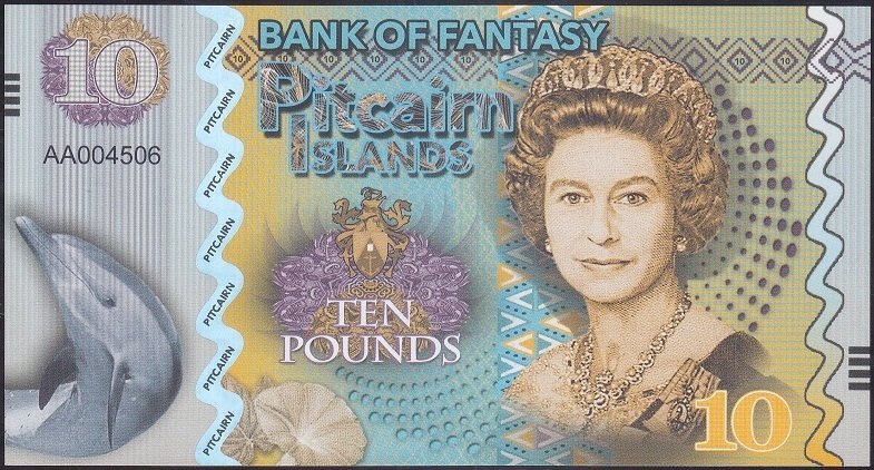 Pitcairn Island 10 Pound Çil Fantazi Para