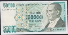 7.Emisyon 2.Tertip 50000 Lira L07 905067 Çilaltı