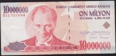 7.Emisyon 10 000 000 Lira B11 725694 Çok Temiz