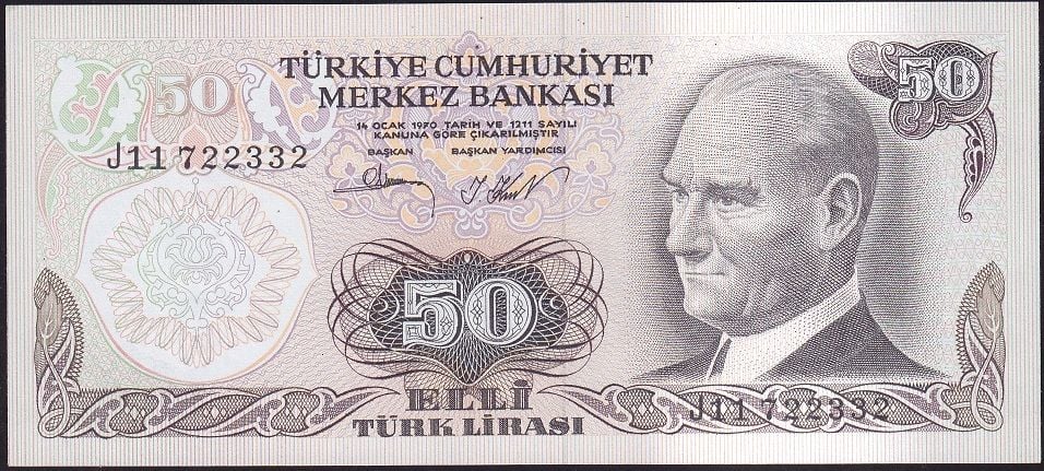 6.Emisyon 2.Tertip 50 Lira J11 722332 Çilaltı Çil