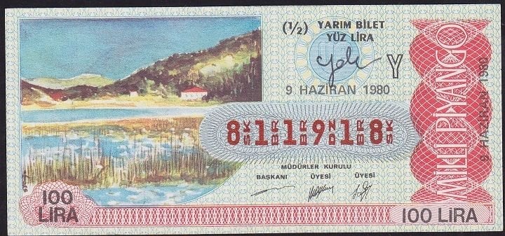 1980 9 Haziran Yarım Bilet - Y Serisi