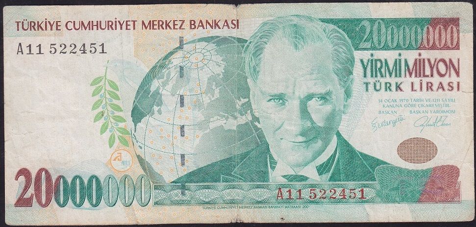 7.Emisyon 20 000 000 Lira A11 522451 Temiz