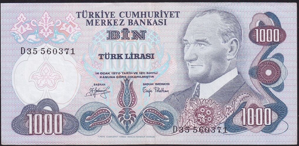 6.Emisyon 2.Tertip 1000 Lira D35 560371 Çok Çok Temiz+