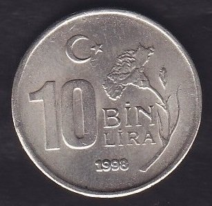 1998 YILI 10000 LİRA ÇİLALTI ÇİL