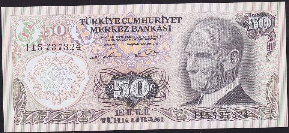 6.Emisyon 1.Tertip 50 Lira I15 737324 Çilaltı