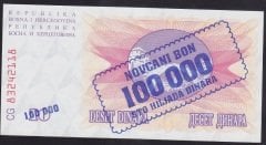 Bosna Hersek 100000 Dinar 1993 ÇİL (Sürsajlı) Pick 34a