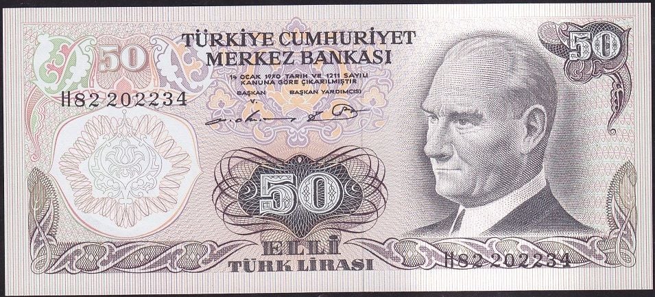 6.Emisyon 1.Tertip 50 Lira H82 202234 Çil