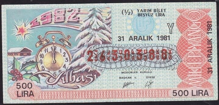 1981 31 Aralık Yarım Bilet - Y Serisi