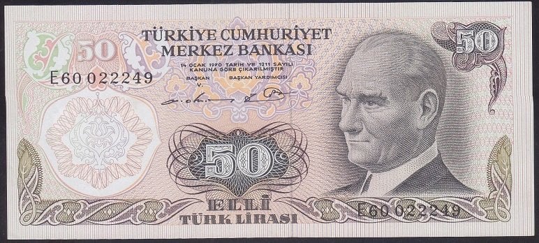 6.EMİSYON 1.TERTİP 50 LİRA E60 022249 ÇİLALTI