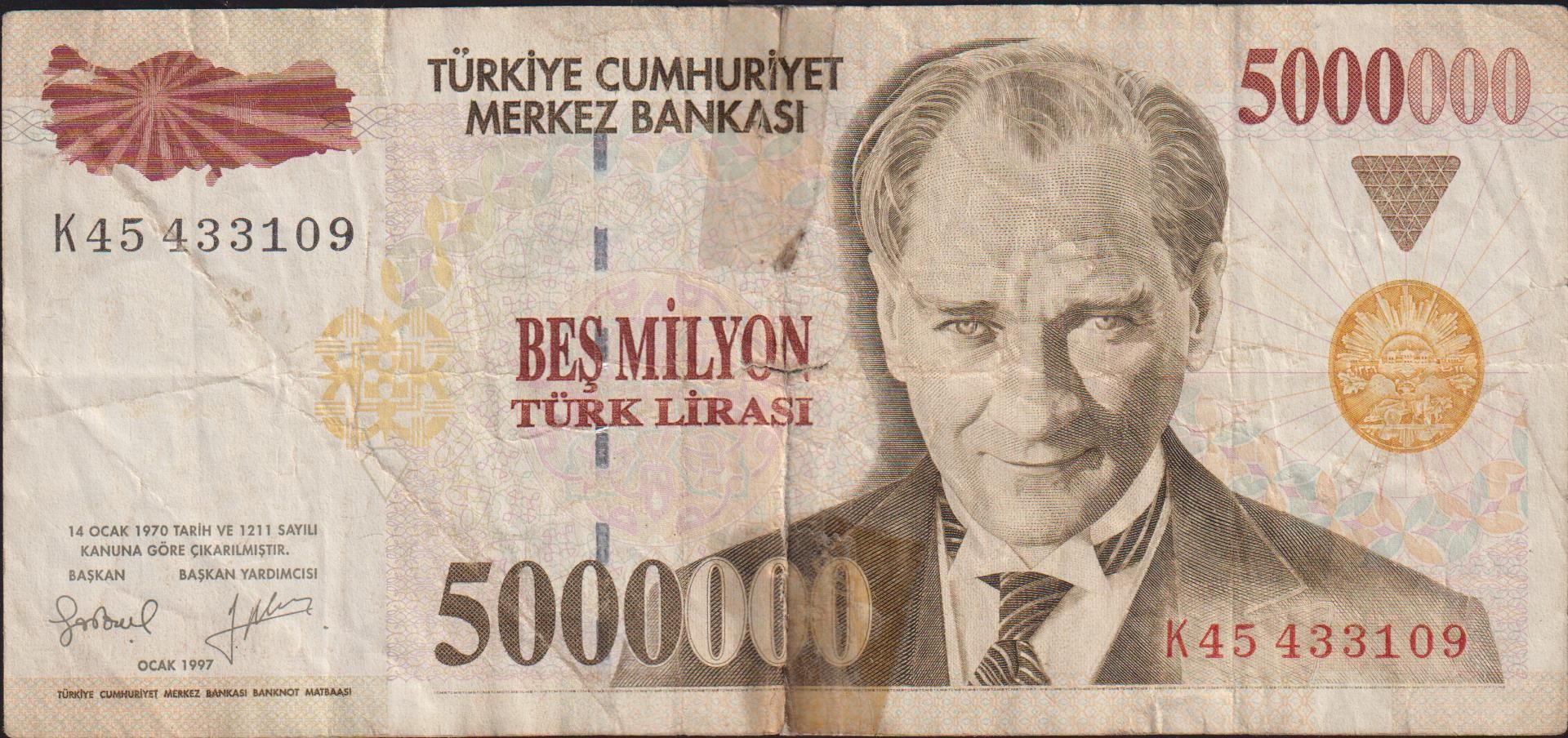 7.Emisyon 5 000 000 Lira K45 433109 Haliyle