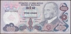 6.Emisyon 1.Tertip 1000 Lira B40 011162 Çok Temiz+