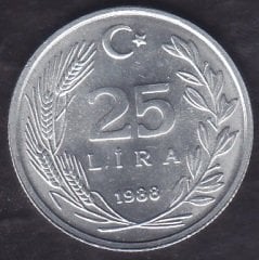 1988 Yılı 25 Lira Çilaltı Çil