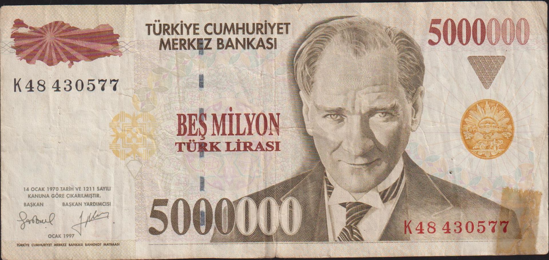 7.Emisyon 5 000 000 Lira K48 430577 Haliyle