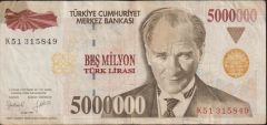 7.Emisyon 5 000 000 Lira K51 315849 Haliyle