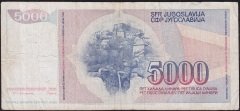 Yugoslavya 5000 Dinar 1985 Çok Temiz