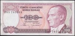 7.Emisyon 1.Tertip 100 Lira B05 783544 Ççt Çilaltı