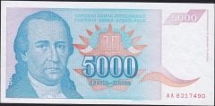 Yugoslavya 5000 Dinar 1994 Ççt Çilaltı