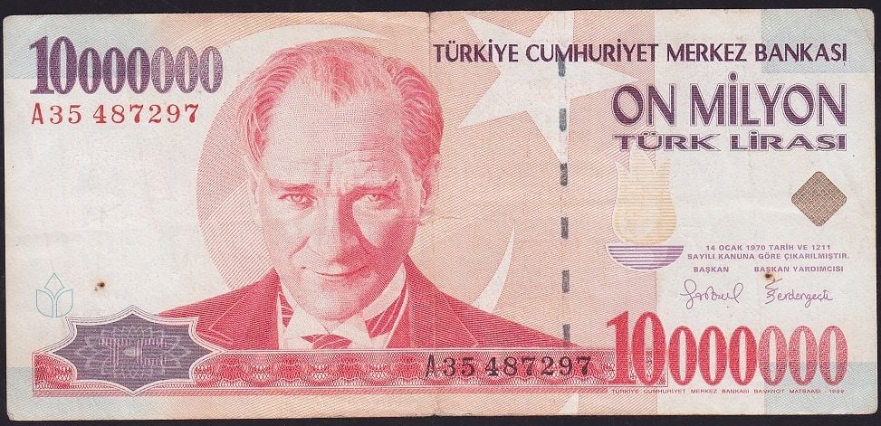 7.Emisyon 10 000 000 Lira A35 487297 Temiz