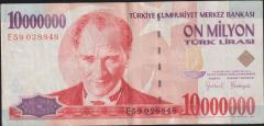 7.Emisyon 10 000 000 Lira E59 028848 Çok Temiz+