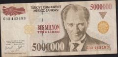 7.Emisyon 5 000 000 Lira G32 463493 Çok Temiz