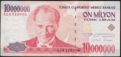 7.Emisyon 10 000 000 Lira A24 718996 Çok Temiz