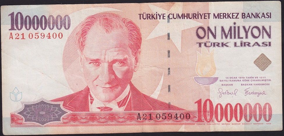 7.Emisyon 10 000 000 Lira A21 059400 Çok Temiz