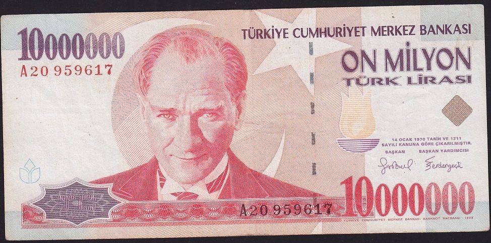 7.Emisyon 10 000 000 Lira A20 959617 Çok Temiz