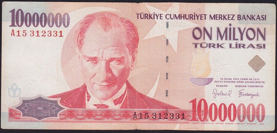 7.Emisyon 10 000 000 Lira A15 312331 Çok Temiz