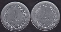 1973 Yılı 1 Lira (Ters Düz Takım)