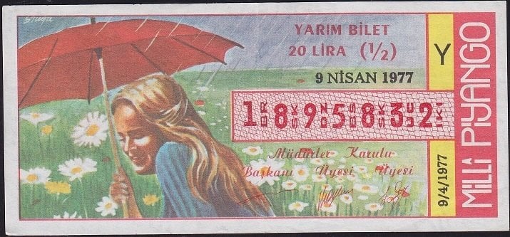 1977 9 Nisan Yarım Bilet - Y Serisi