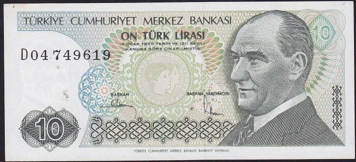 7.Emisyon 2.Tertip 10 Lira D04 749619 Çilaltı Çil