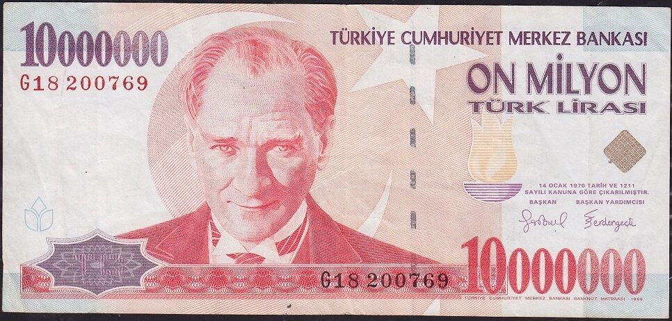 7.Emisyon 10 000 000 Lira G18 200769 Çok Temiz